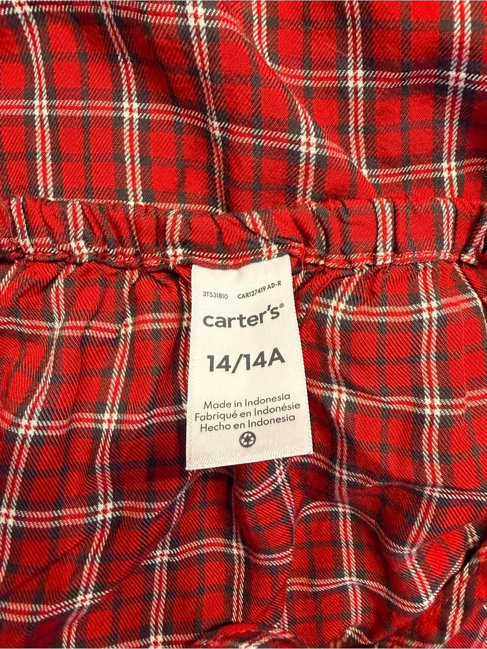 *Worn Once* Carter’s Girls Red and Black 2-Piece Plaid Dress Set, Size 14